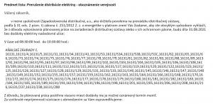 Prerušenie distribúcie elektriny - oboznámenie verejnosti